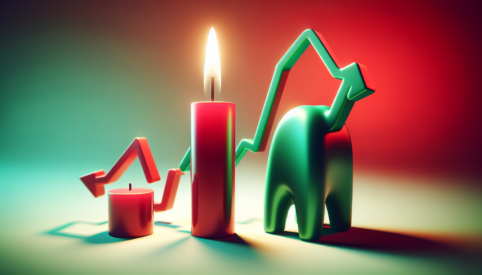 A literal display of the bullish engulfing pattern as red and green candles.