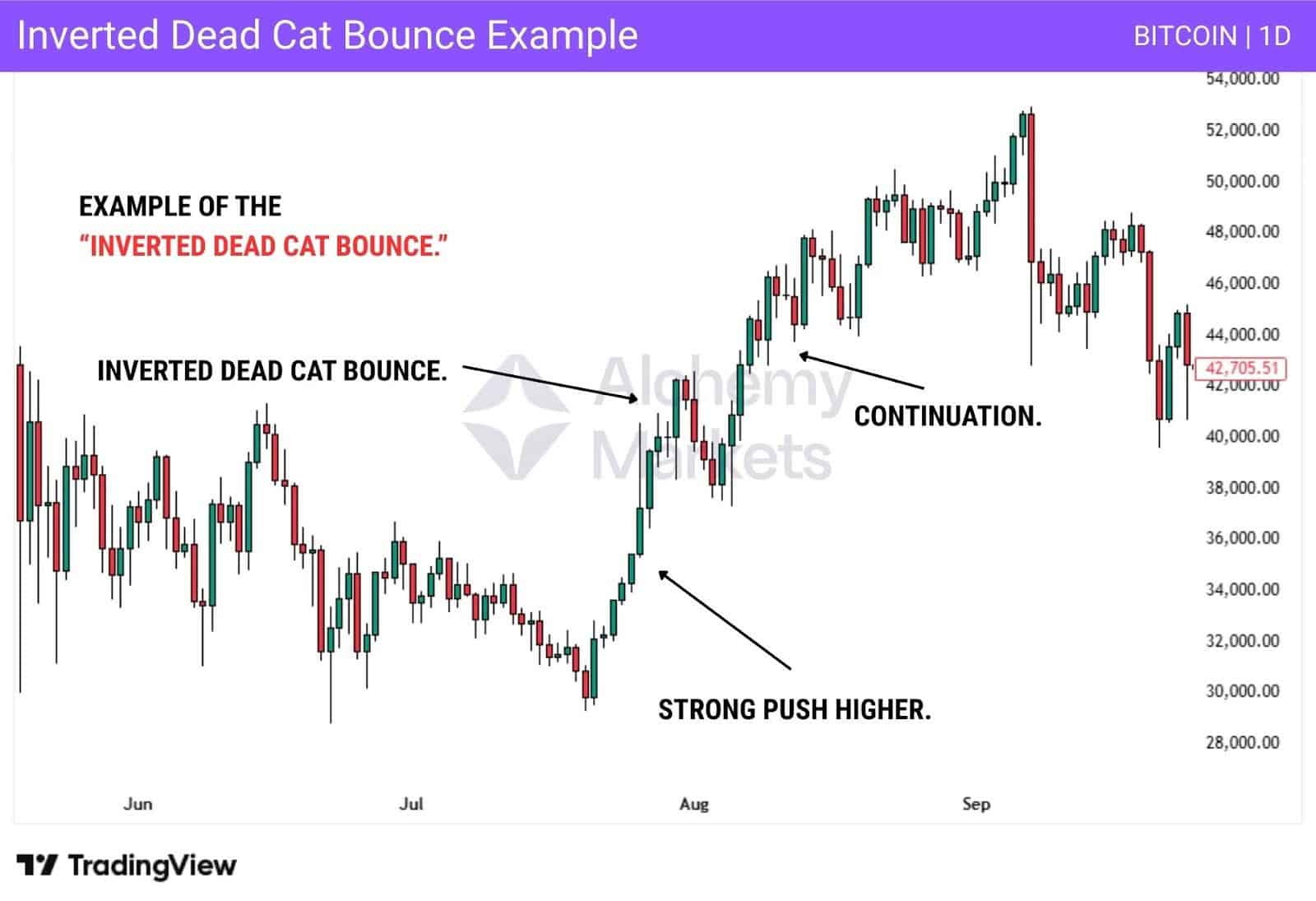 Bitcoin chart shows bullish DCB followed by continuation.