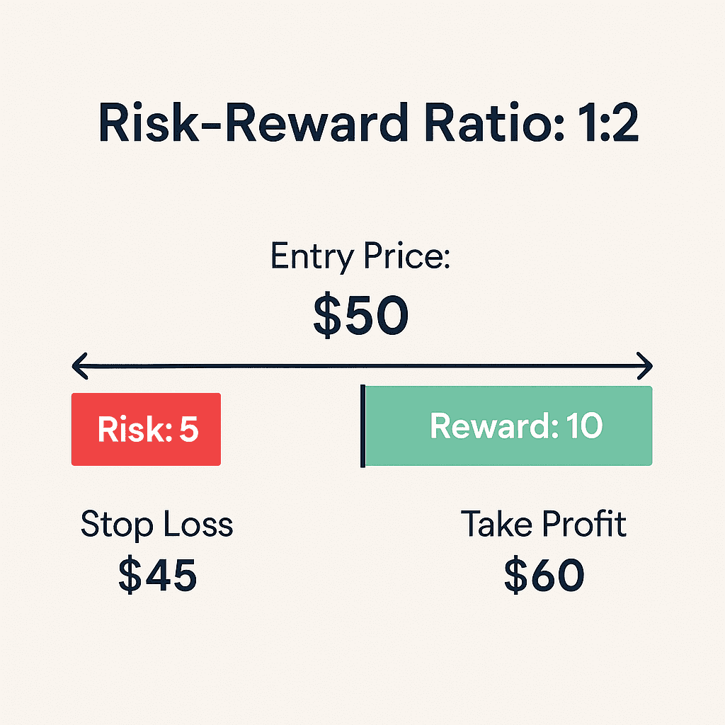 Risk to reward ratio 1:2 with $5 risk and $10 reward