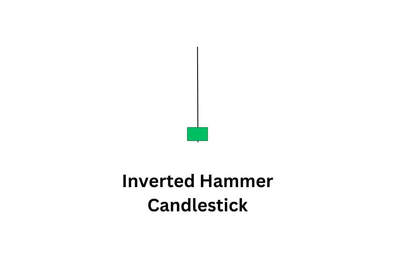 A plain illustration of a bullish inverted hammer candlestick pattern.