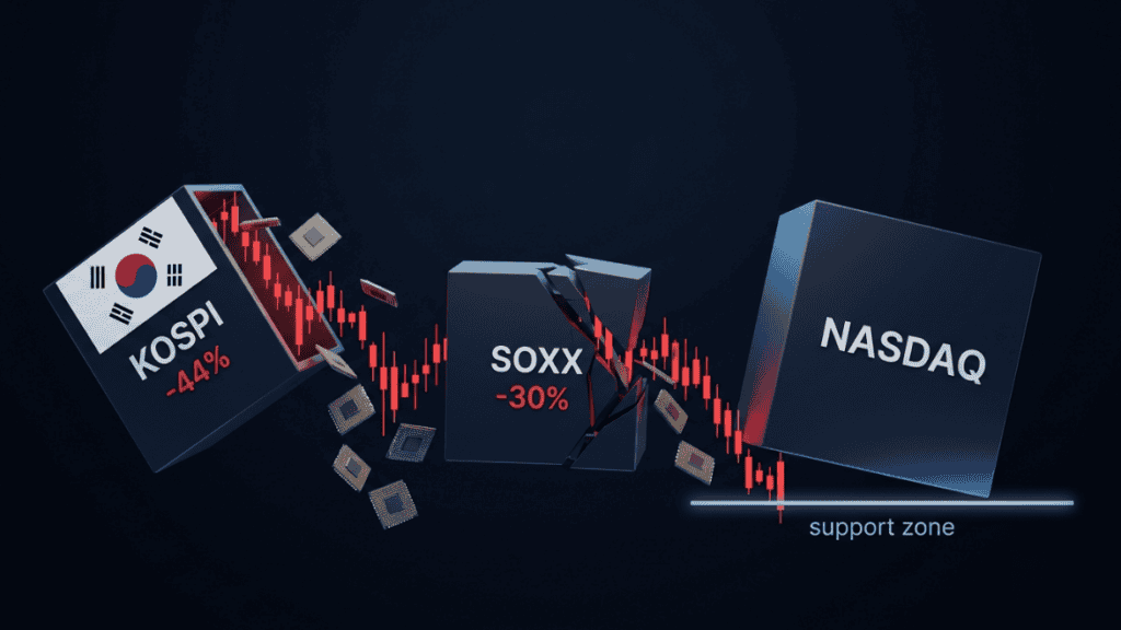 KOSPI Fell 44%, SOXX 30%: Is US Tech on the Brink?